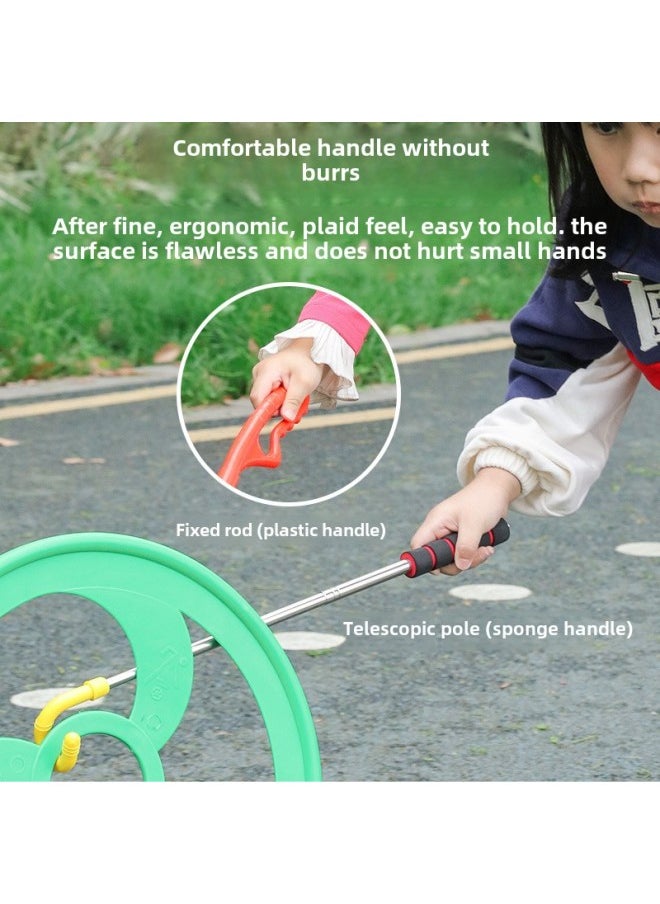 Kindergarten Roll Ring Nostalgic Toys Children Push Ring Plastic Roll Ring Childhood Toys Push Ring Sports Equipment-Color:Red Trumpet—fixed Rod