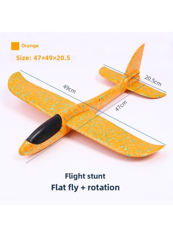 Large Hand-thrown Foam Glider Epp Foam Spin Airplanes Children's Aviation Model Toys Durable Easy To Assemble Launch-Color:Orange 48cm Stunt + Swing