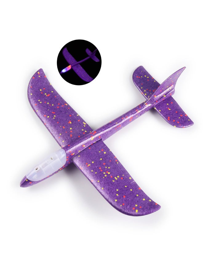 Stall Toys Luminous Hand Throw Large Aircraft Foam Anti-fall Aircraft Children Model Toy Model Wholesale-Color:Full-body Light 48cm Hand-thrown Aircraft (purple)