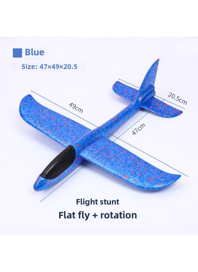 Large Hand-thrown Foam Glider Epp Foam Spin Airplanes Children's Aviation Model Toys Durable Easy To Assemble Launch-Color:Blue 48cm Stunt + Swing