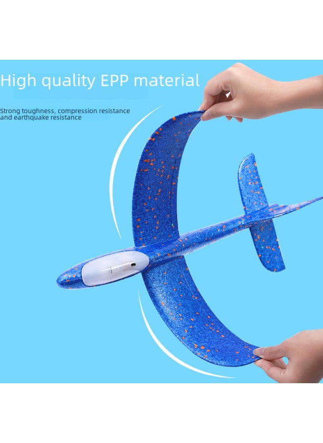Large Hand-thrown Foam Glider Epp Foam Spin Airplanes Children's Aviation Model Toys Durable Easy To Assemble Launch-Color:Blue 48cm Stunt + Swing