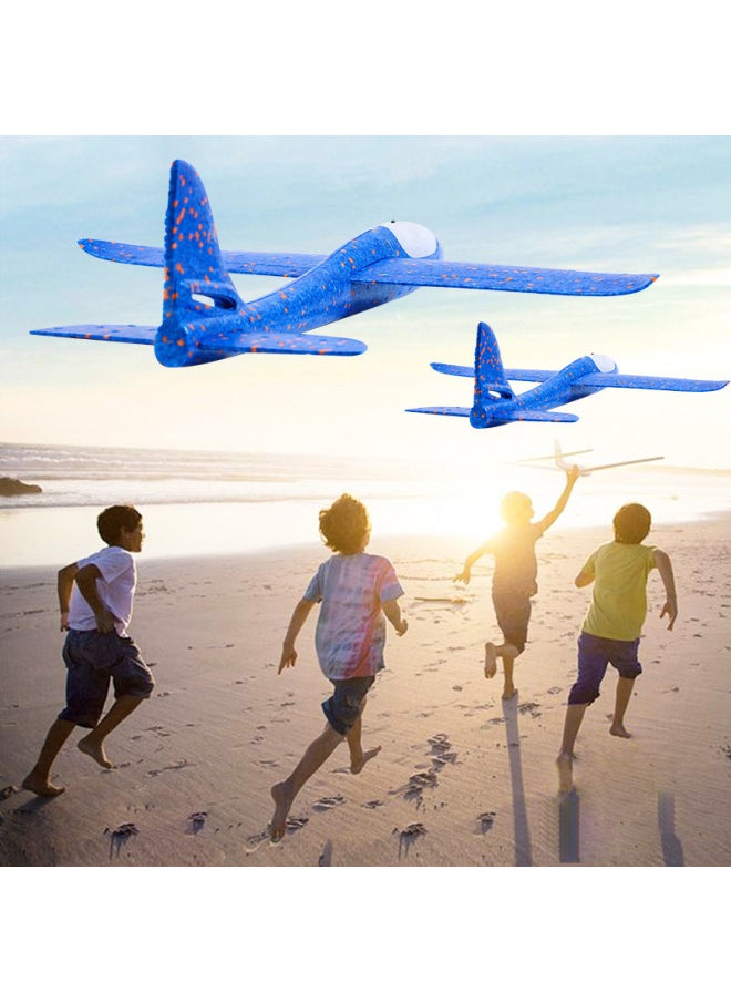 Large Hand-thrown Foam Glider Epp Foam Spin Airplanes Children's Aviation Model Toys Durable Easy To Assemble Launch-Color:Blue Head Glow 48cm Stunt + Swing