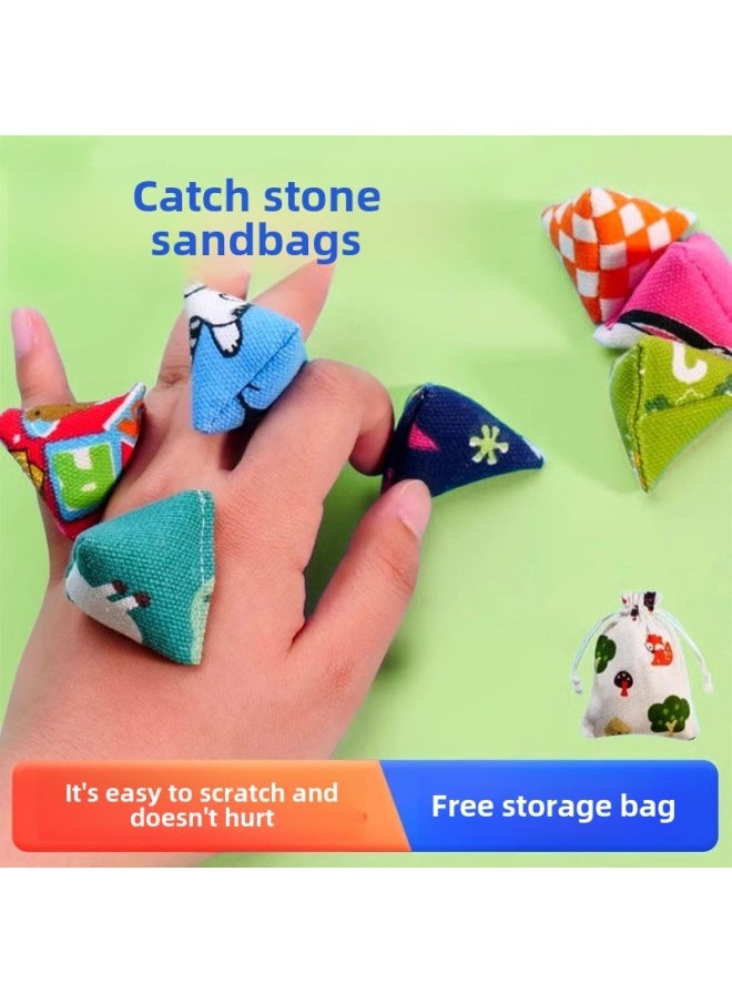 Grasping Stones Mini Sandbags 80 Nostalgic Toys Pick Up And Throw Stones Kindergarten Students Hand-held Triangular Sandbags-Color:_scratch Stone Sandbags  Comes With Storage Bag