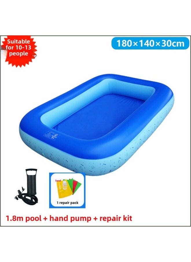 Children's Fishing Toys Blow Bottle Fish Suit Magnetic Water Baby Luminous Fish Summer Square Swimming Pool Toys-Specifications:Extra Thick 1.8m Stall Pool + Hand Pump
