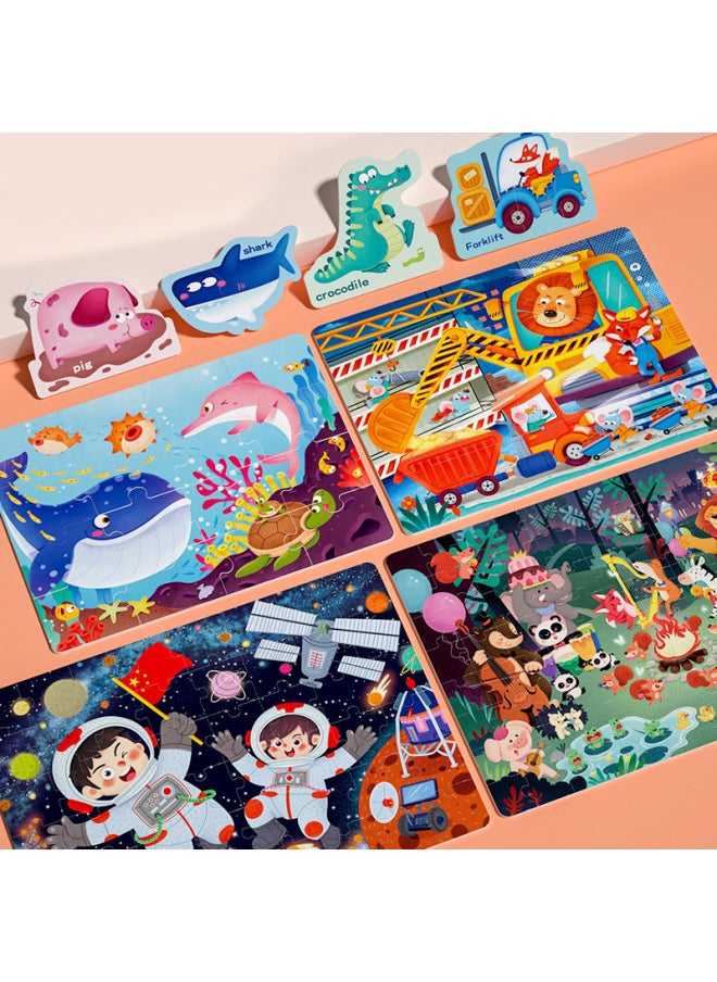 Children's Puzzle Girl Boy 1 Advanced 3 To 6 Years Old 2 Flat Figure 4 Dinosaur 5 Early Childhood Education Baby Toy-Color:[Level 3] Pastoral Farm (Suggested 3-4 Years Old | Including 3 Boxes * Even Spelling)