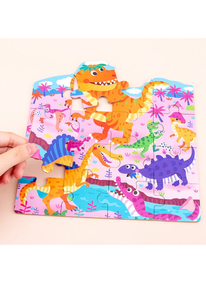 Portable Gift Box Four-in-one Puzzle Children's Early Education Cartoon Animal Traffic Advanced Wooden Puzzle Educational Toys-Color:DQ-colorful Four Seasons 0.95