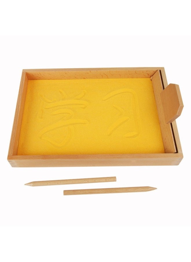 Baby Montessori Counting Log Color Animal And Plant Sorting Sand Table Color Classification Game Cognitive Wooden Puzzle-Color:Large Sand Table Scraper