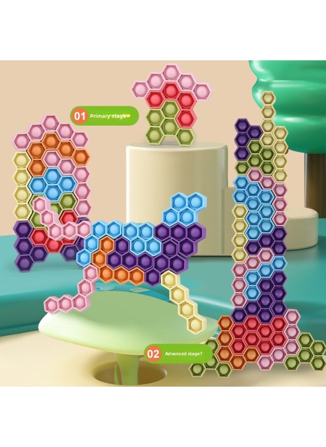 Anti-rodent Pioneer Alien Jigsaw Puzzle Square Building Block Toy Silicone Decompression Bubble Game-Color:6 Color Random