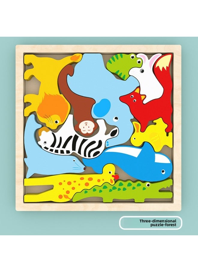 Children's Wooden Three-dimensional Puzzle Tetris Three-dimensional Animal Puzzle Puzzle Puzzle Building Block Toys Custom-Color:mbj-fruit