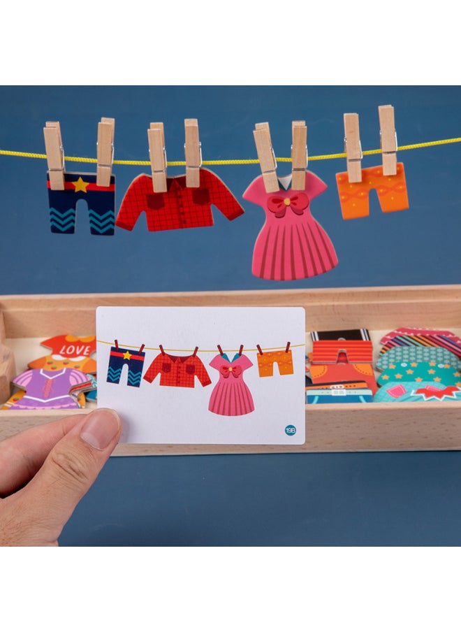 Children's Early Childhood Puzzle Wooden Varied Creative Hanging Clothes. 7 Dress Up Game Boys And Girls Play Home Educational Toys-Color:Clothes Dressing Game (Lion) 0.7
