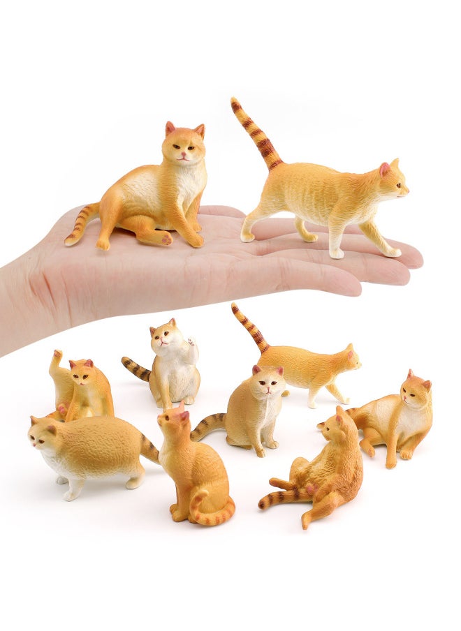 Children's Mini Simulation Pet Cat Model Orange Cat Fat Cat British Short-haired Cat Pastoral Cat Decorative Ornaments-Color:8 Types Of Gray And Black Cats 245g