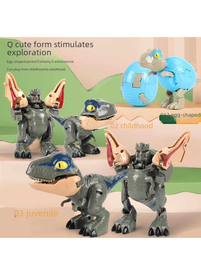 Transfiguration Dinosaur Toy Growth Form King Kong Tyrannosaurus Rex Robot Mecha Model Set Children Boy Cross Border-Color:8286-1 Trumpet-adorable Q Version Deformed Beef Cattle Dragon [1 Pack]]