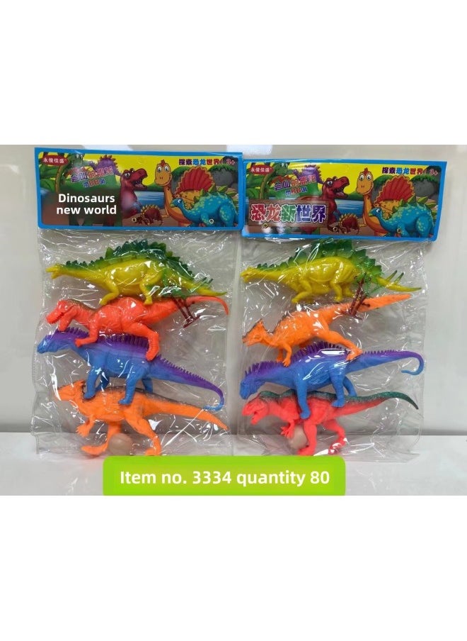 Play House Set Bag Simulation Soft Rubber Model Children's Toy Marine Animal Insect Farm Static Dinosaur-Color:3334 Static Dinosaur (color 4 Loaded With BB Whistle)