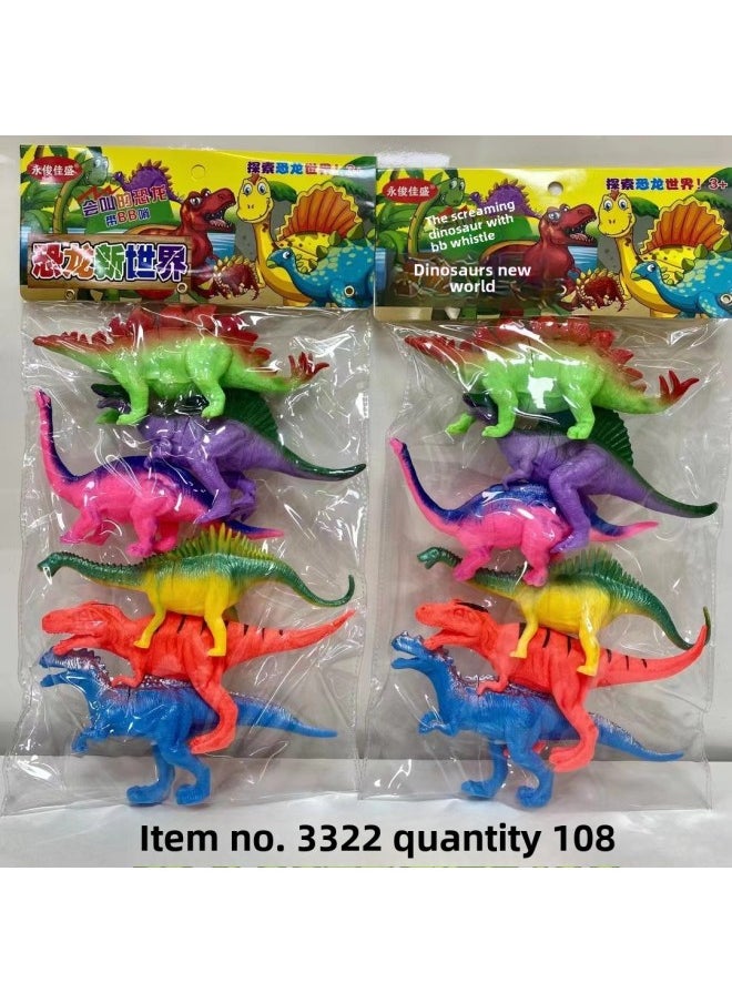 Play House Set Bag Simulation Soft Rubber Model Children's Toy Marine Animal Insect Farm Static Dinosaur-Color:3334 Static Dinosaur (color 4 Loaded With BB Whistle)