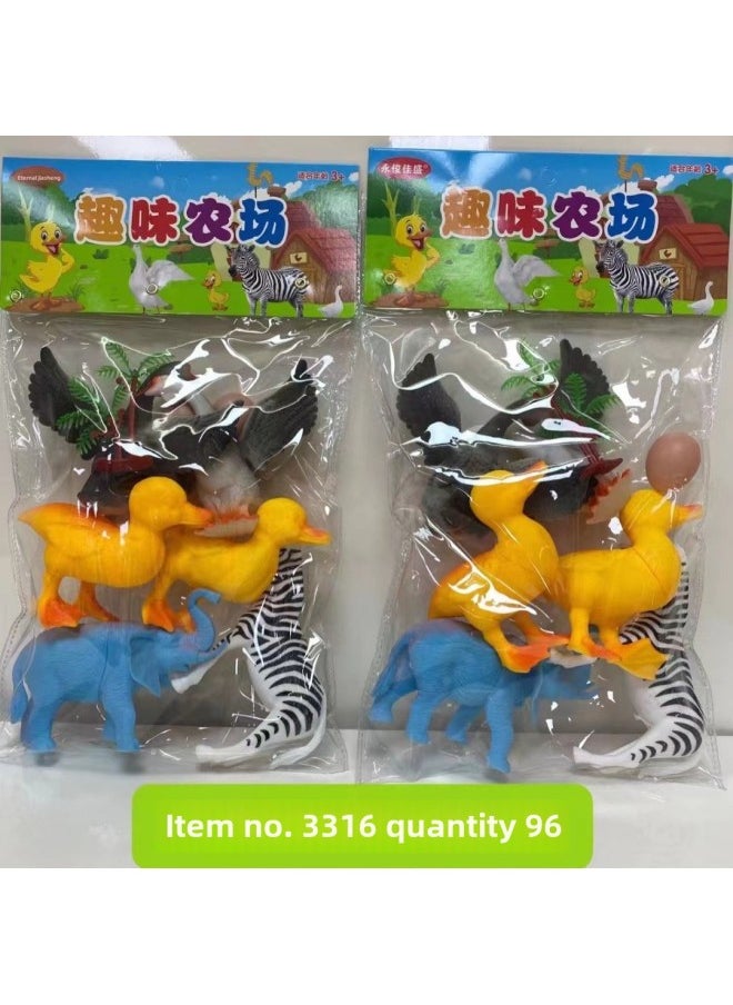 Play House Set Bag Simulation Soft Rubber Model Children's Toy Marine Animal Insect Farm Static Dinosaur-Color:3334 Static Dinosaur (color 4 Loaded With BB Whistle)