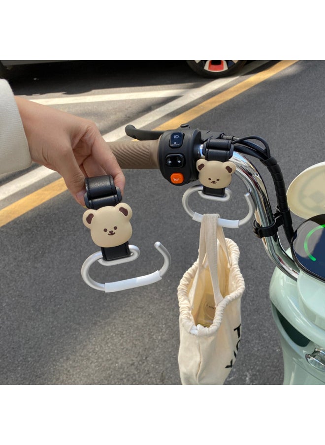 Bear Electric Car Hook Front Universal Emma Yuan Universe Pro Accessories Front Bearing Cup Holder Cartoon-Color:Khaki Bear Hook (black One) Aluminum Alloy-standard