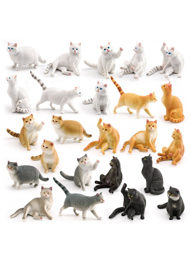 Children's Mini Simulation Pet Cat Model Orange Cat Fat Cat British Short-haired Cat Pastoral Cat Decorative Ornaments-Color:8 Types Of White Cats 245g