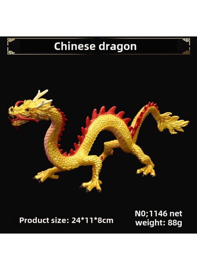 Simulation Myth Animal Model Toys Dragon Oriental Dragon Chinese Dragon God Beast Golden Dragon Red Dragon Model-Color:Yellow