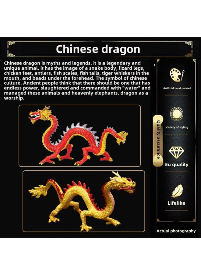 Simulation Myth Animal Model Toys Dragon Oriental Dragon Chinese Dragon God Beast Golden Dragon Red Dragon Model-Color:Yellow