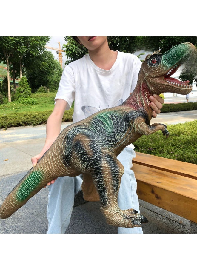 Large Size Simulation Soft Glue Dinosaur Toy Sounding Tyrannosaurus Rex Triceratops Animal Model Boys Children's Stall-Color:Army Green Tyrannosaurus Rex 52cm