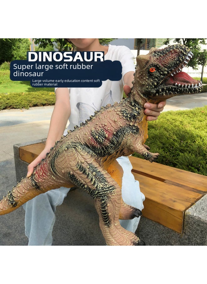 Large Size Simulation Soft Glue Dinosaur Toy Sounding Tyrannosaurus Rex Triceratops Animal Model Boys Children's Stall-Color:Army Green Tyrannosaurus Rex 52cm