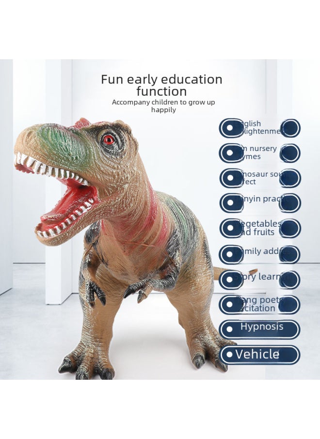 Large Size Simulation Soft Glue Dinosaur Toy Sounding Tyrannosaurus Rex Triceratops Animal Model Boys Children's Stall-Color:Army Green Tyrannosaurus Rex 52cm