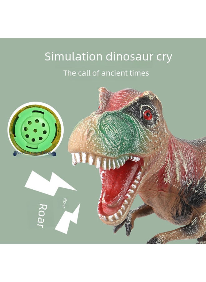 Large Size Simulation Soft Glue Dinosaur Toy Sounding Tyrannosaurus Rex Triceratops Animal Model Boys Children's Stall-Color:Army Green Tyrannosaurus Rex 52cm