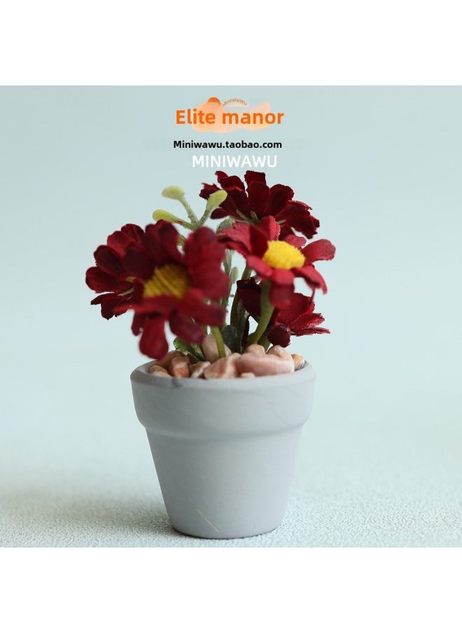 8 Points 6 Points Ob11 BJD BLYTHE Doll House Mini Simulation Model Daisies In Prop Wind-Color:Gray Basin Red Daisy