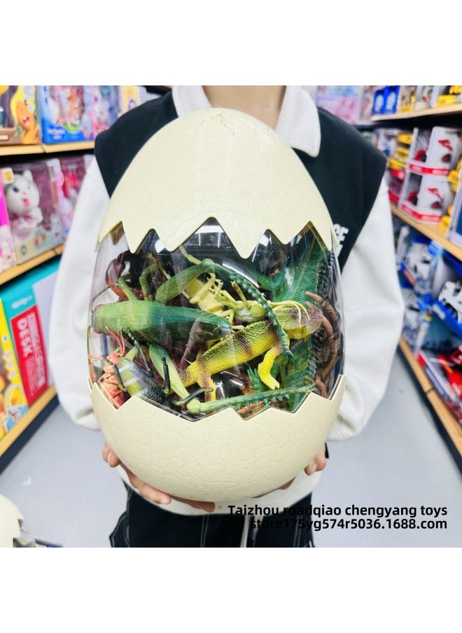 Children's Dinosaur Egg Toy Triceratops Tyrannosaurus Rex World Jungle Insect Wild Animal Model Male Girl Cognition-Color:Dinosaur Egg Barrel (Animal 13 Piece Set)