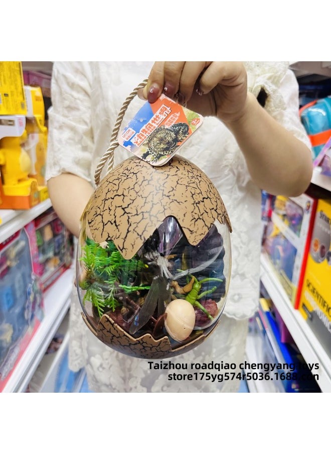 Children's Dinosaur Egg Toy Triceratops Tyrannosaurus Rex World Jungle Insect Wild Animal Model Male Girl Cognition-Color:Dinosaur Egg Barrel (Animal 13 Piece Set)