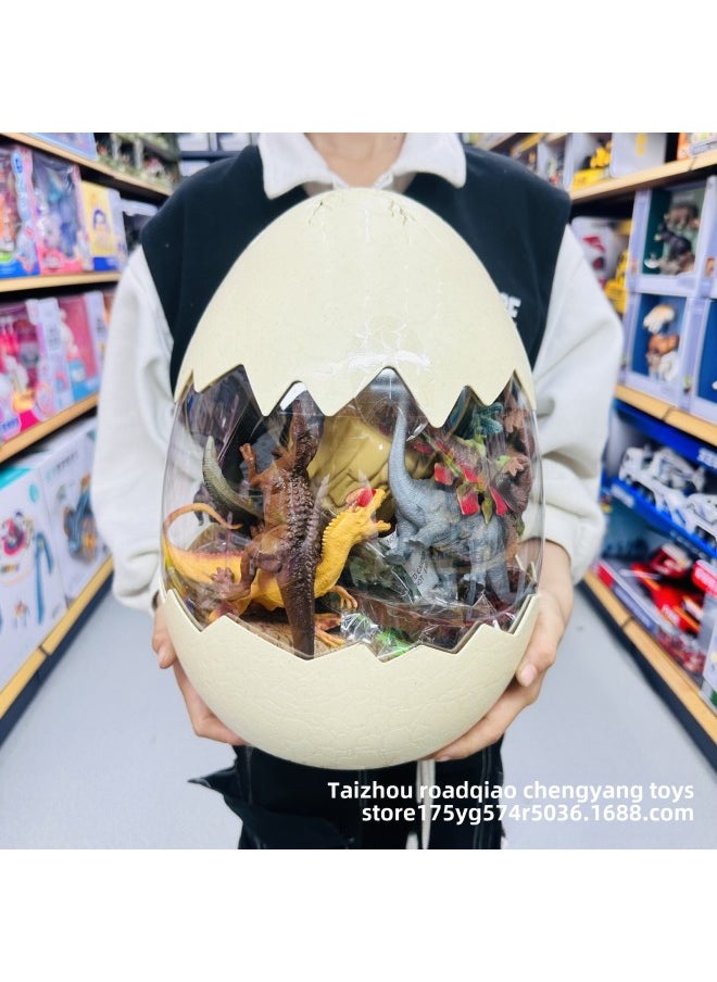 Children's Dinosaur Egg Toy Triceratops Tyrannosaurus Rex World Jungle Insect Wild Animal Model Male Girl Cognition-Color:Dinosaur Egg Barrel (Animal 13 Piece Set)