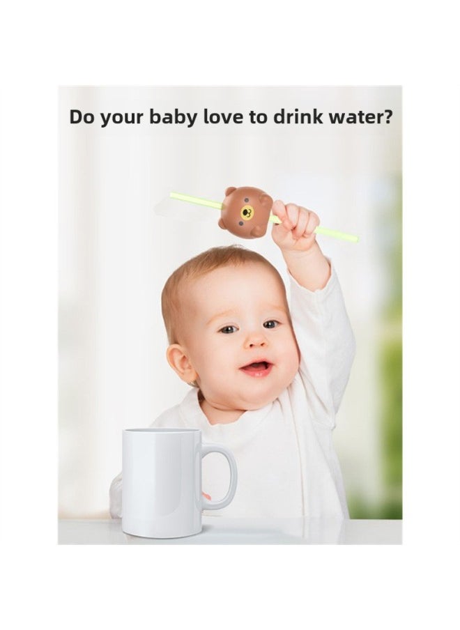Voice Talking Singing Straw Cartoon Animal Baby Drinking Straw Children Drinking Water Artifact Cute Sound Effect-Color:Tiger Suction Board Packaging