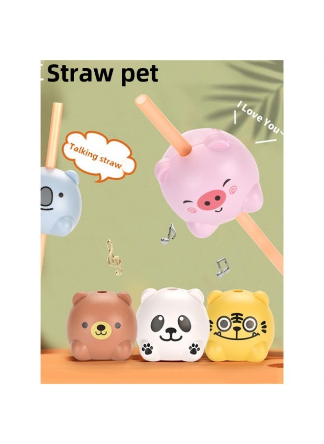 Voice Talking Singing Straw Cartoon Animal Baby Drinking Straw Children Drinking Water Artifact Cute Sound Effect-Color:Tiger Suction Board Packaging