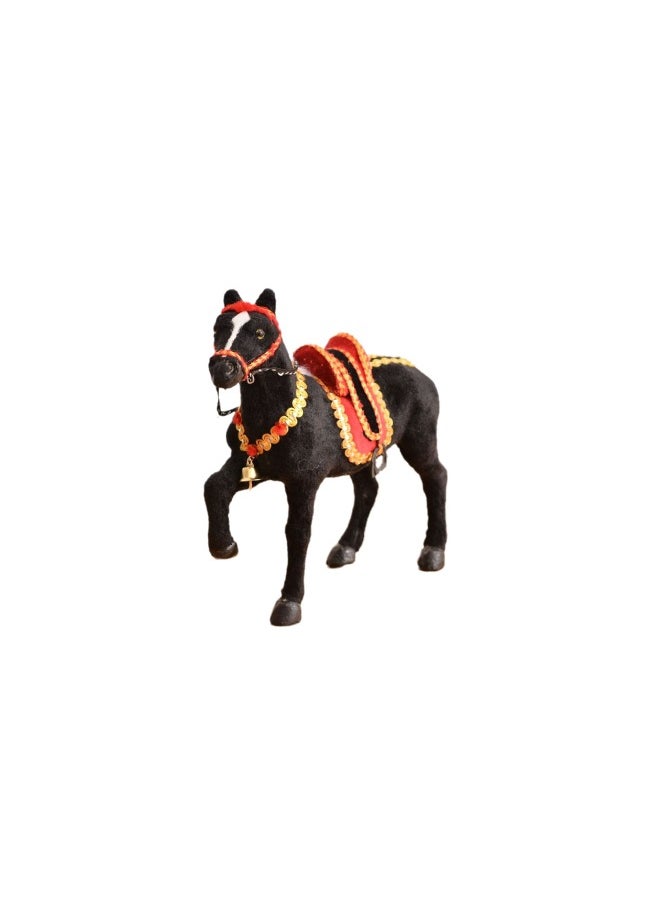 Simulation Horse Decoration Fur Simulation Animal Home Decoration Simulation Horse Micro Landscape DIY Decoration Plush Toy Horse-Color:White Small Size 22*20