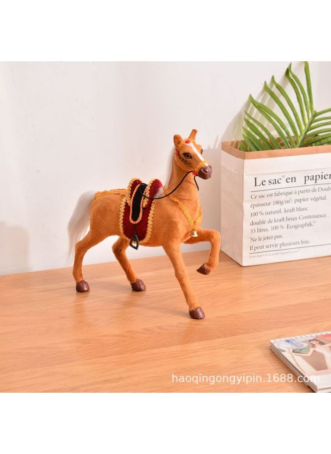 Simulation Horse Decoration Fur Simulation Animal Home Decoration Simulation Horse Micro Landscape DIY Decoration Plush Toy Horse-Color:White Small Size 22*20