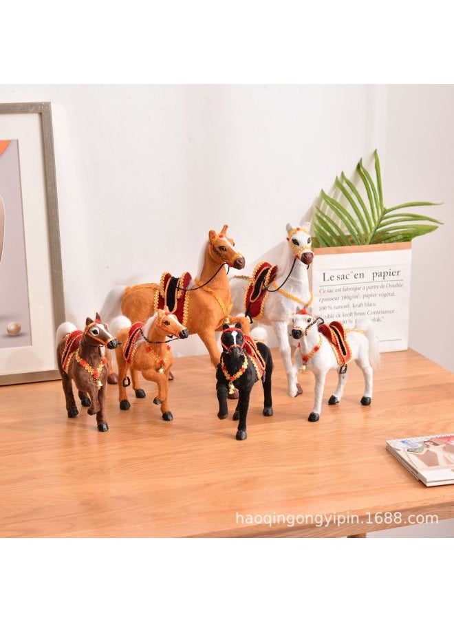 Simulation Horse Decoration Fur Simulation Animal Home Decoration Simulation Horse Micro Landscape DIY Decoration Plush Toy Horse-Color:White Small Size 22*20