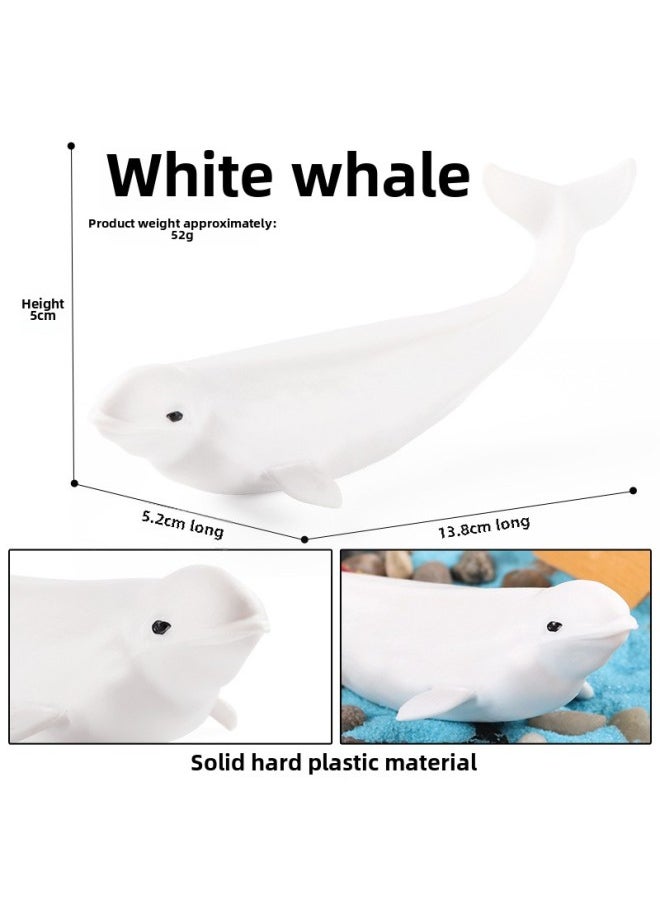 Simulation Cognitive Shark Marine Life Model Great White Shark Megalodon Squid Blue Whale Killer Shark Crab Animal Toy-Color:M-468 Beluga Whale
