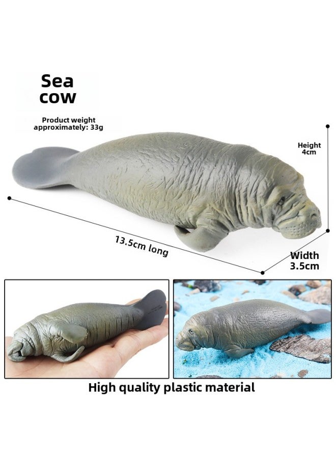 Simulation Cognitive Shark Marine Life Model Great White Shark Megalodon Squid Blue Whale Killer Shark Crab Animal Toy-Color:HFM Hollow Manatee