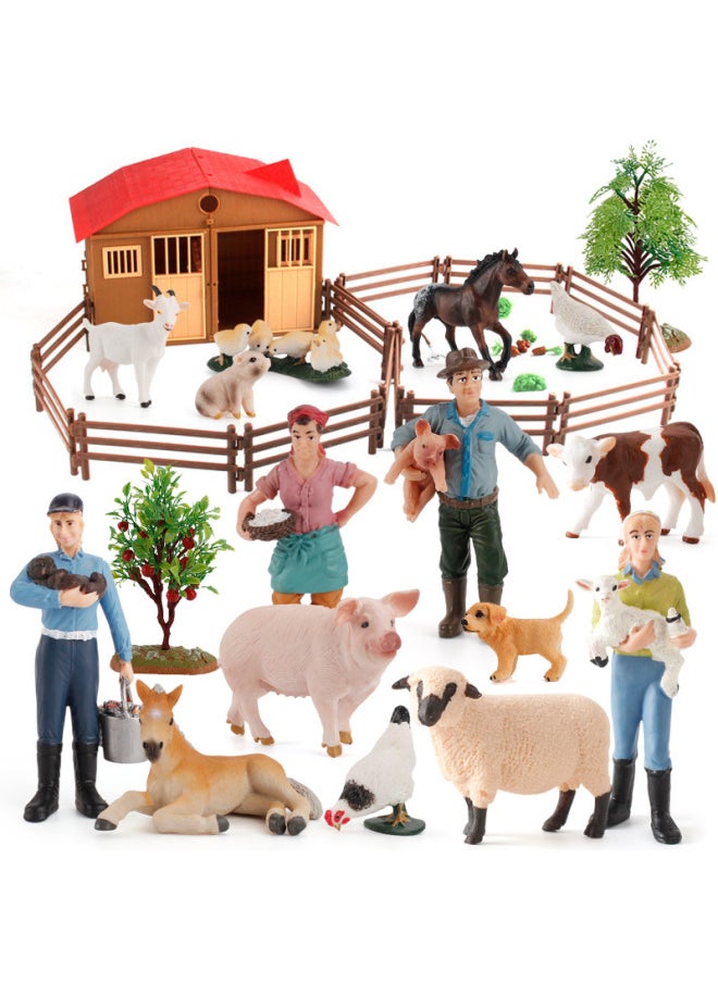 Simulation Poultry Chicken Goose Cow Farm Animal Model DIY Animal And Plant Scene Fence House Toy Suit-Color:ZQ2418 Goose Growth Cycle 55.3G