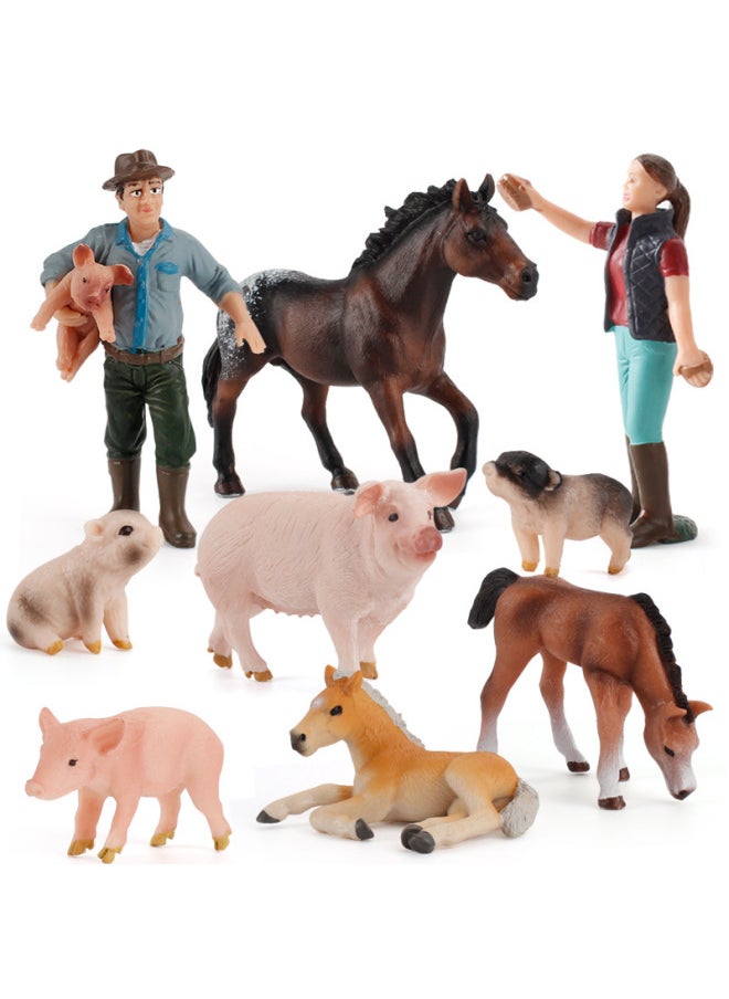 Simulation Poultry Chicken Goose Cow Farm Animal Model DIY Animal And Plant Scene Fence House Toy Suit-Color:ZQ2418 Goose Growth Cycle 55.3G