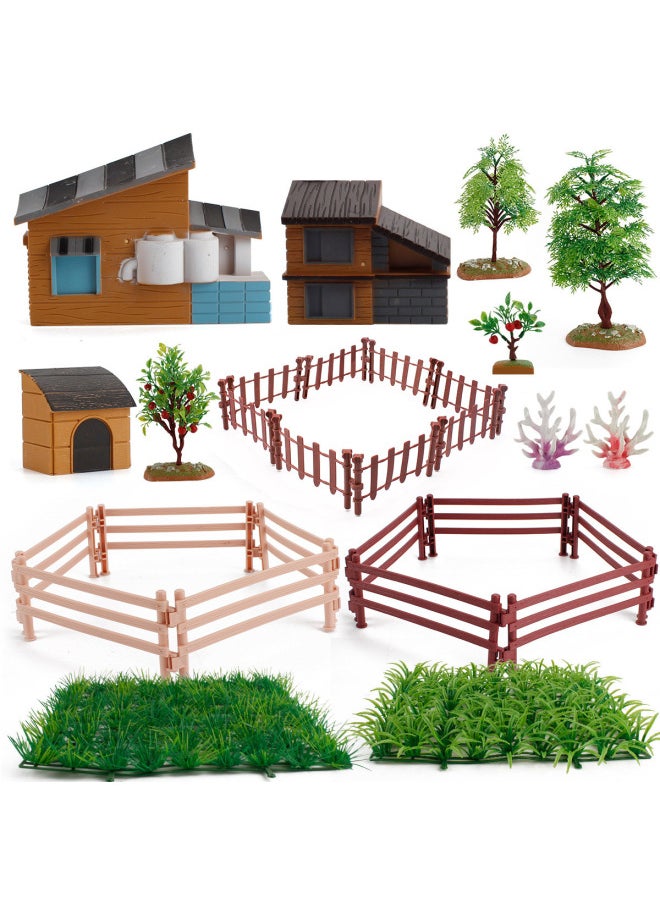 Simulation Poultry Chicken Goose Cow Farm Animal Model DIY Animal And Plant Scene Fence House Toy Suit-Color:ZQ2418 Goose Growth Cycle 55.3G