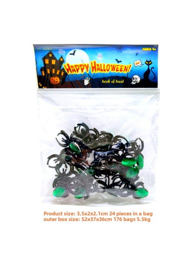 Halloween Black Bar Haunted House Outdoor Decorative Props Simulation Spider Model Reptile-Color:8806 Gem Spider Ring