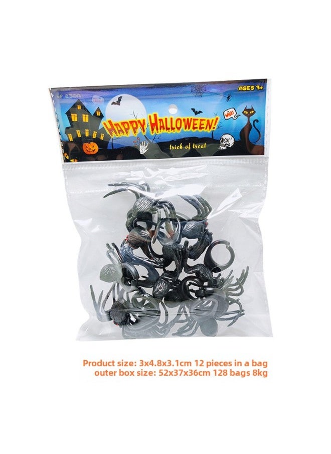 Halloween Black Bar Haunted House Outdoor Decorative Props Simulation Spider Model Reptile-Color:8806 Gem Spider Ring