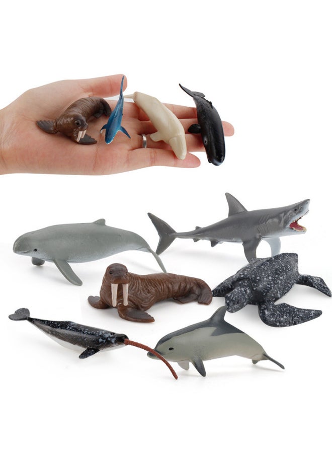Simulation Children's Marine Animal Model Mini Whale Shark Dolphin Turtle Sea Lion Solid Static Hand-made Ornaments-Color:BL-5197 Atlantic Striped Dolphin 13g