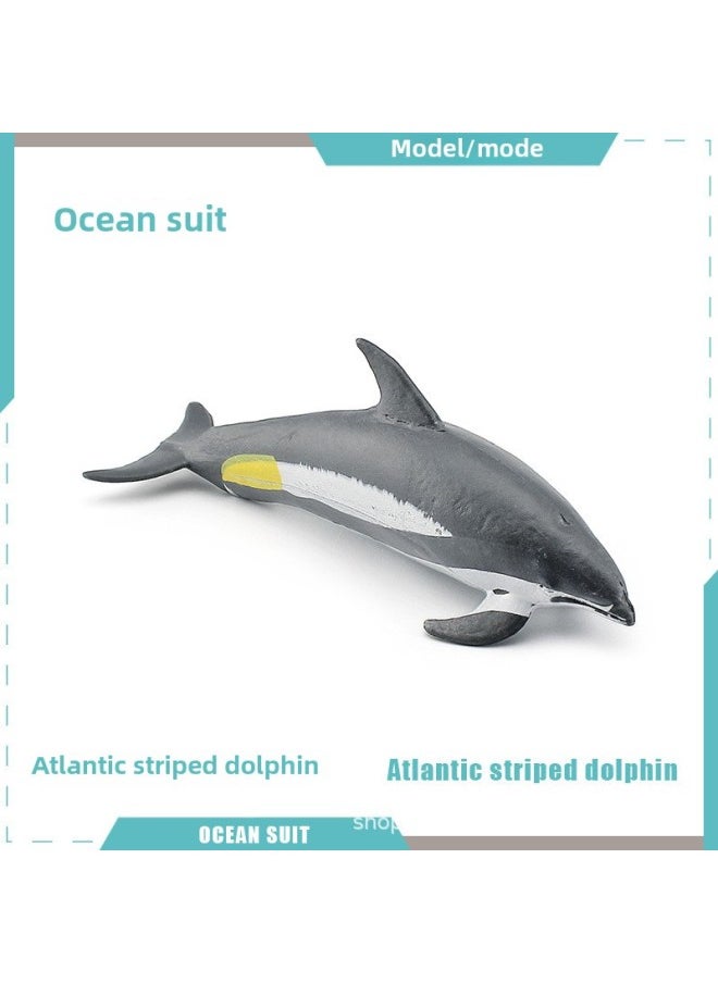 Simulation Children's Marine Animal Model Mini Whale Shark Dolphin Turtle Sea Lion Solid Static Hand-made Ornaments-Color:BL-5197 Atlantic Striped Dolphin 13g