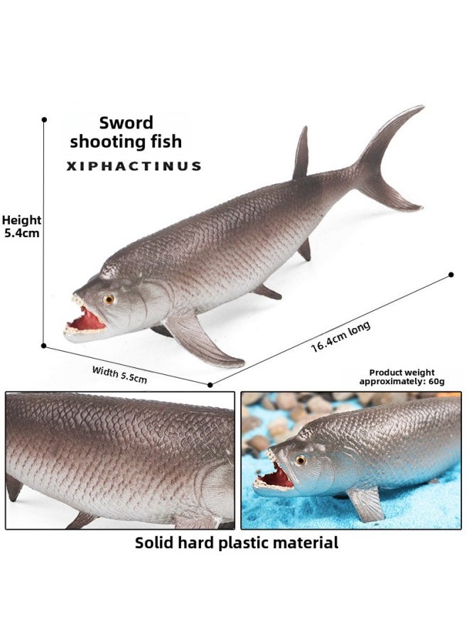 Simulation Cognitive Shark Marine Life Model Great White Shark Megalodon Squid Blue Whale Killer Shark Crab Animal Toy-Color:M-2803 Sword Shooting Fish