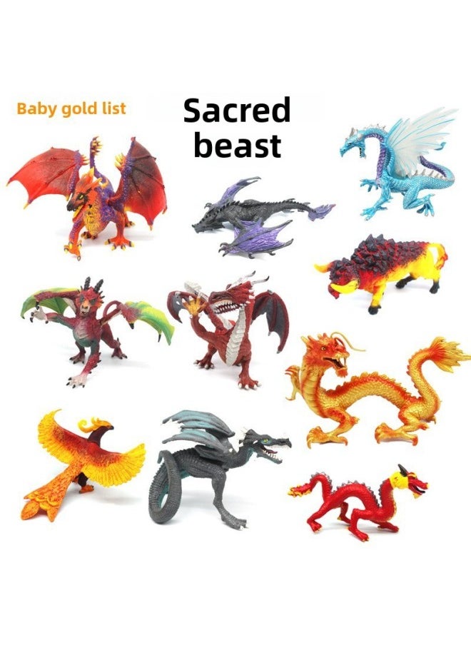 Simulation Animal Model Oriental Western God Beast Ice Dragon Lava Dragon Night Dragon Hunting Battle Dragon  Dragon Ornaments-Color:152 Silver Dragon (130g)