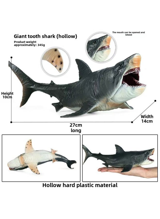 Simulation Cognitive Shark Marine Life Model Great White Shark Megalodon Squid Blue Whale Killer Shark Crab Animal Toy-Color:XGL Large Megalodon Shark  (hollow)