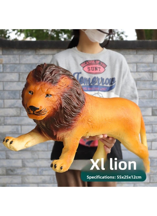 Simulation Forest Animal Large Lion Tiger Leopard Elephant Simulation Soft Rubber Children's Toy Model Wholesale-Color:【animal】snow Leopard
