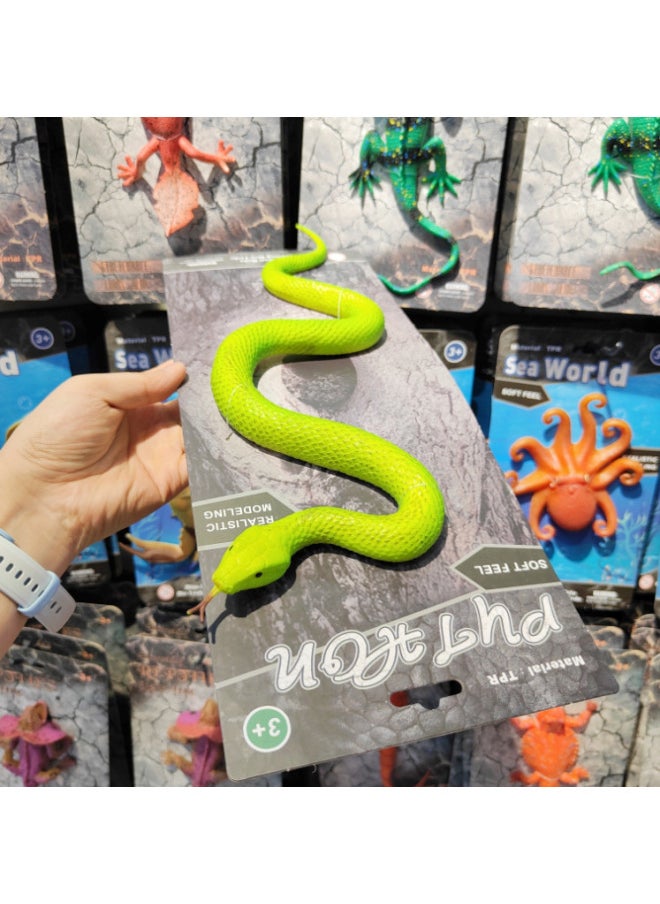 Simulation Animal Scary Trick Soft Glue Big Spider Snake Animal Model Crawling Boy Funny-Color:Bamboo Green